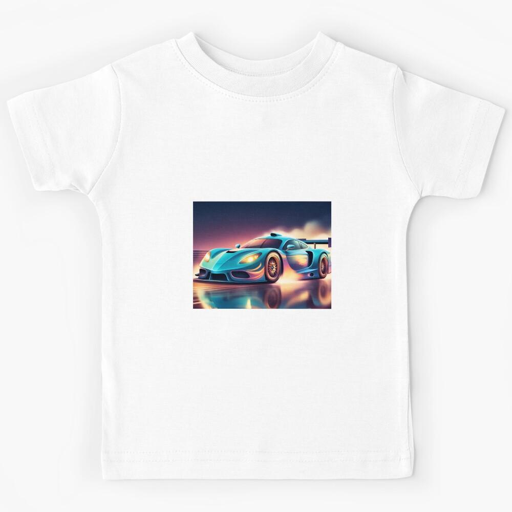 Epic Blue Sports Race Car Design Kids T-Shirt 150
