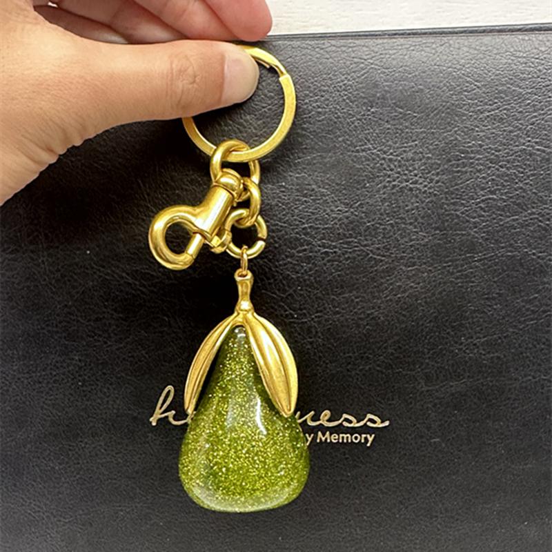 Taschenanhänger Für Coach Für Goyard Handtasche Umhängetasche Exquisiter Kristall Grüner Birnenanhänger Schlüsselanhänger Zubehör für Damen