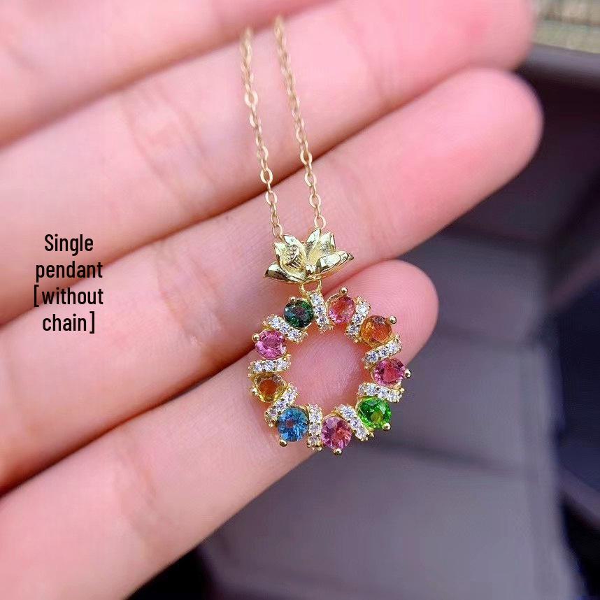 

Роскошное ожерелье с подвеской из бриллиантов и разноцветных драгоценных камней для женщин