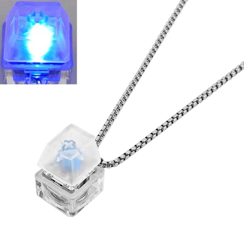

Mechanical Keyboard Tester Click Button Necklace With LED Light Personalized Pendant Necklace Stress Relief Gifts