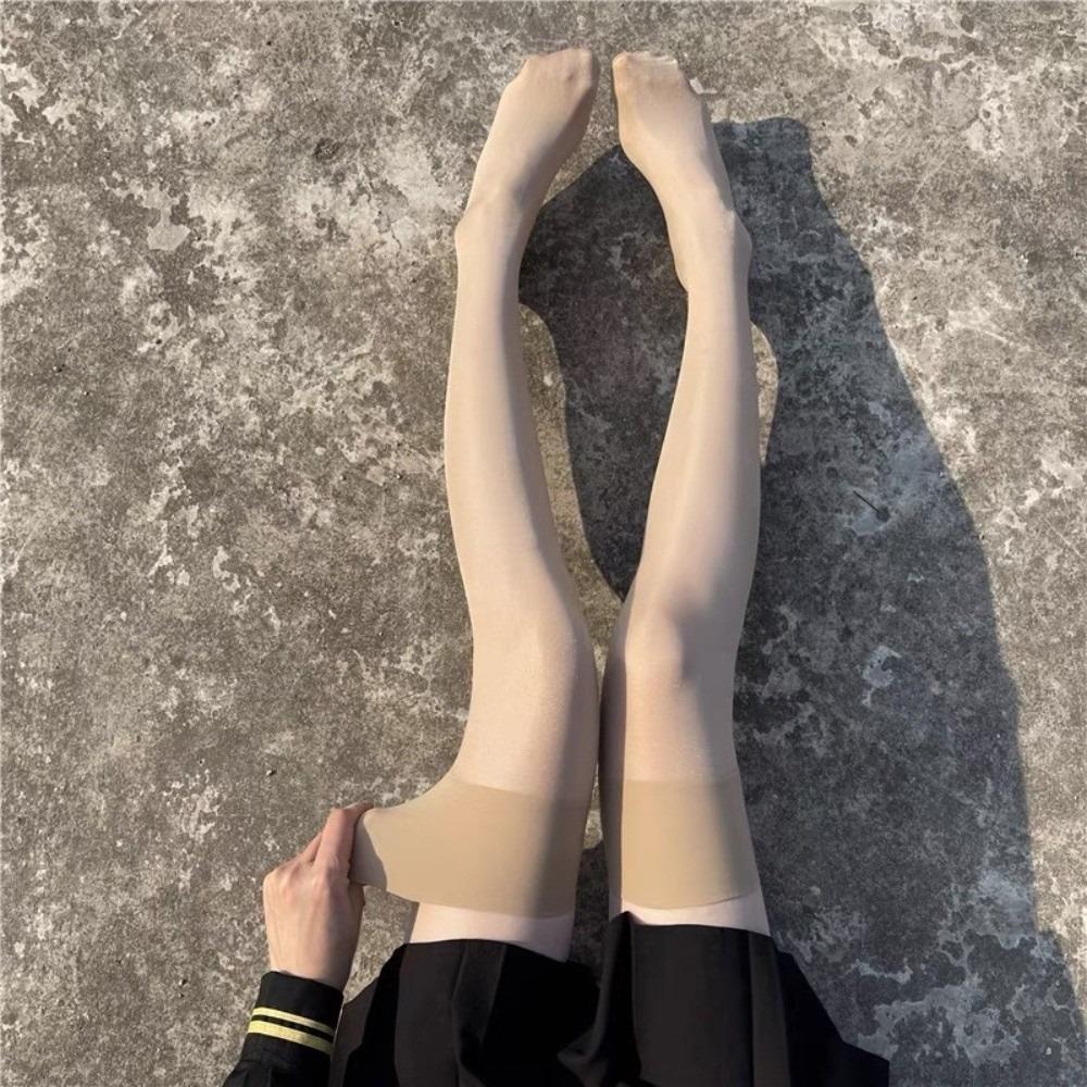 Breathable Silk Stockings High Elastic Over Knee Socks Vintage Pearly Lustre Stockings Daily Use