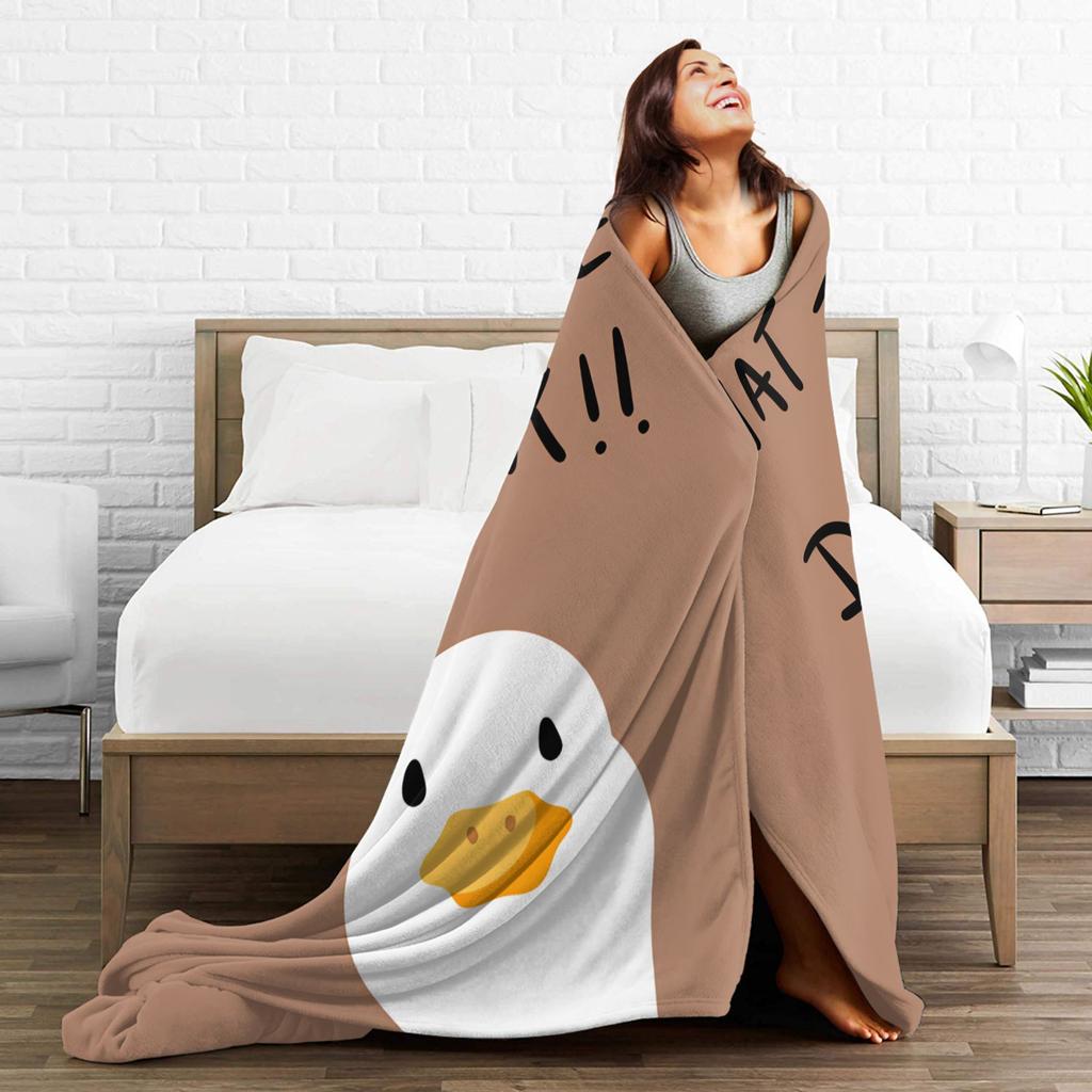 Cute Cartoon Duck  Blanket  Soft Print Plush Throw Blanket For Kids Couch Chair Sofa Bed Flannel Bedspread Bed Cover