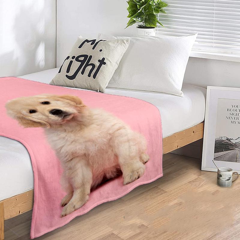 1PC Dog cute printed blanket, all season lightweight home office outdoor nap multifunctional blanket A10