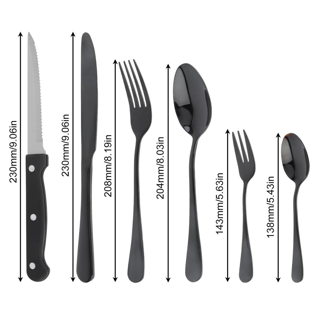 24pcs Stainless Steel Tableware Set Food Grade Tableware Fork and Spoon Set Mirror Finished Utensil Sets
