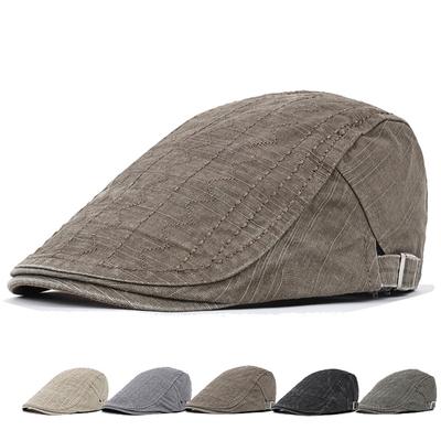 Cotton Forward Cap Middle-Aged and Elderly Men's Embroidered Cap Spring Summer Sun Protection Sun Hat British Beret Peaked Cap