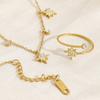 WILD & FREE Exquisite Crystal Star Charm Necklace Bracelet Ring Jewelry Set 18K Gold Plated Stainless Steel Jewelry for Women