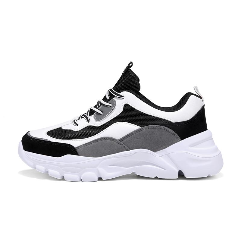 2025 Chunky Sneakers Men Mesh Leather Platform Shoes Mixed Colors Lace-Up Lady Trendy Trainers Thick Sole Men Casual Shoes