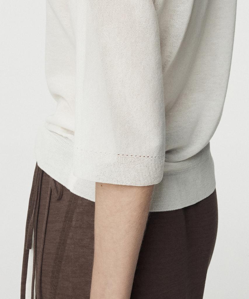 UMARMUNG Fine Cotton Half Sleeve Pullover_Ivory