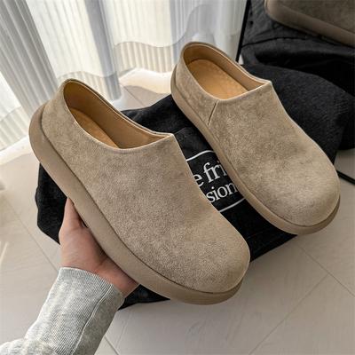 Zapatillas de Cuero Gamuzado para Hombre Mocasines Elegantes para Hombre Nueva Tendencia Sandalias de Negocios Chanclas de Playa Versátiles Zapatos Perezosos para Hombre Medios Arrastrados