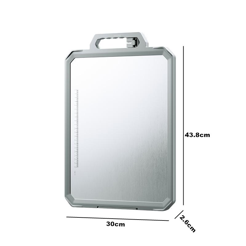 LMETJMA Large Stainless Steel Chopping Board Non Toxic Double-Sided Metal Cutting Board with Ceramic Sharpener For Kitchen JT506