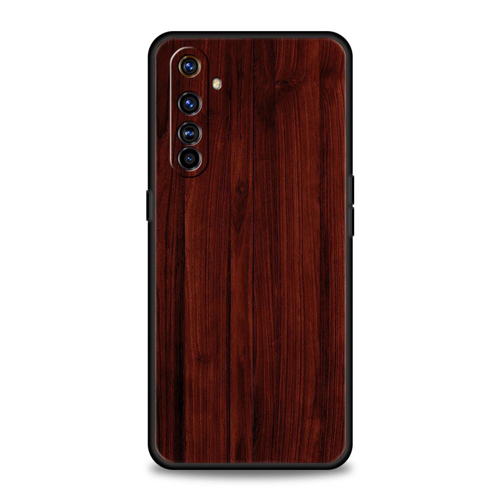 Carved Wood Phone Case for Realme 8 9 Pro Plus 8i 9i 6 7 GT2 C21 C25 C3 C11 11 Pro 5G Plus Shockproof Silicone Shell Capas Bags