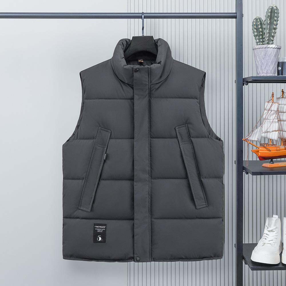 Winter New Men's Solid Color Warm Thickened Cotton Vest Men's Stand-up Collar Vest Jacket
