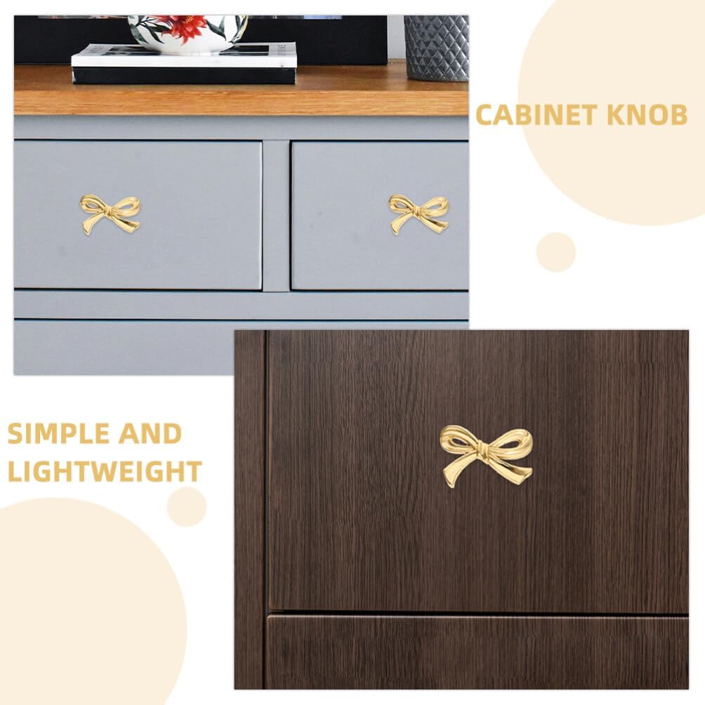 DOITOOL Brass Bow Shape Cabinets Knobs Gold Drawer Pulls Decorative Bow Knobs Cupboard Pull Handles for Home Kitchen Cabinet Hardware Cupboard