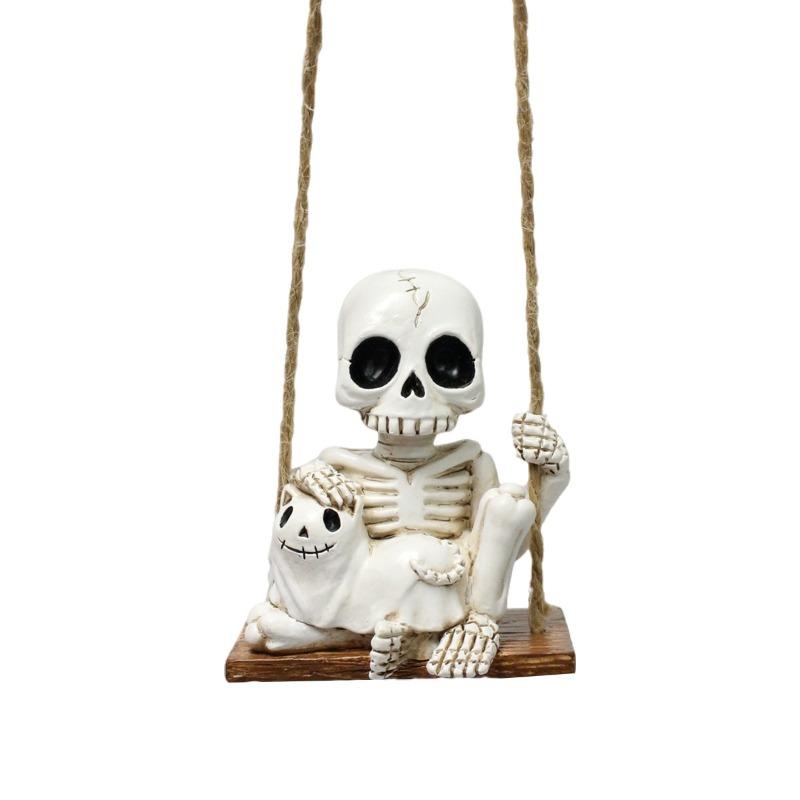 Wisiorki Huśtawka Czaszka i Kot, Dekoracje Drzew w Ogrodzie i na Dziedzińcu, Domowe Ozdoby Duchów na Halloween