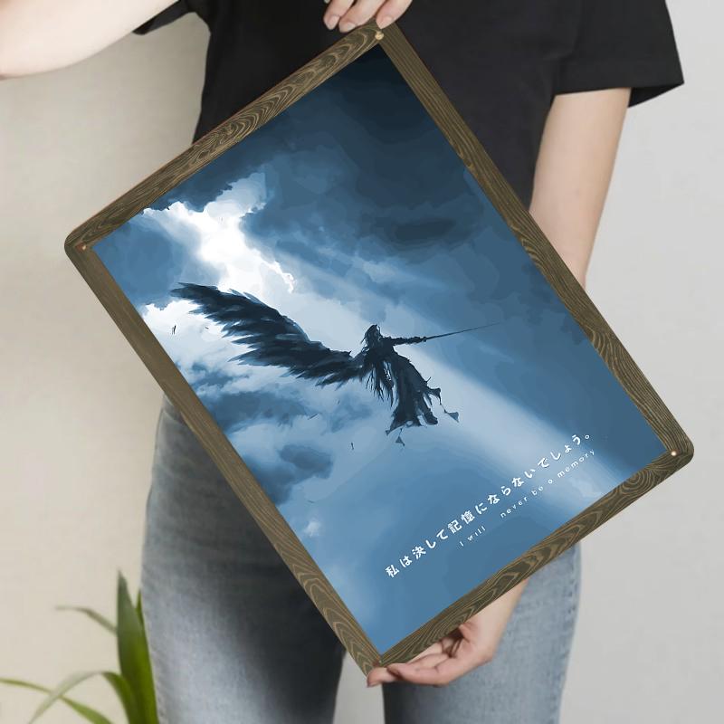 

Dark Angel Spread Wings Metal Iron Painting Dark Style Home Decor Creative Wall Art Hanging Living Room Study Bedroom Mural 20x30cm（7.8x11.8inch）