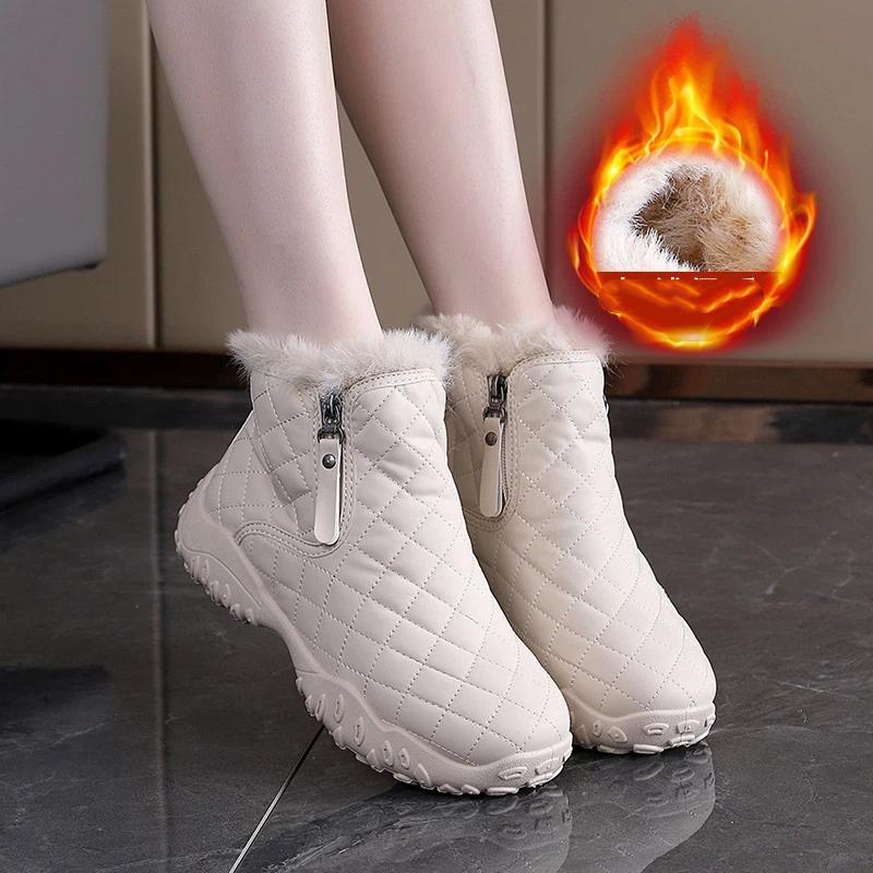 

Women s Fleece Lined Winter Snow Boots Waterproof Non slip Ankle Boots 40 off білий колір
