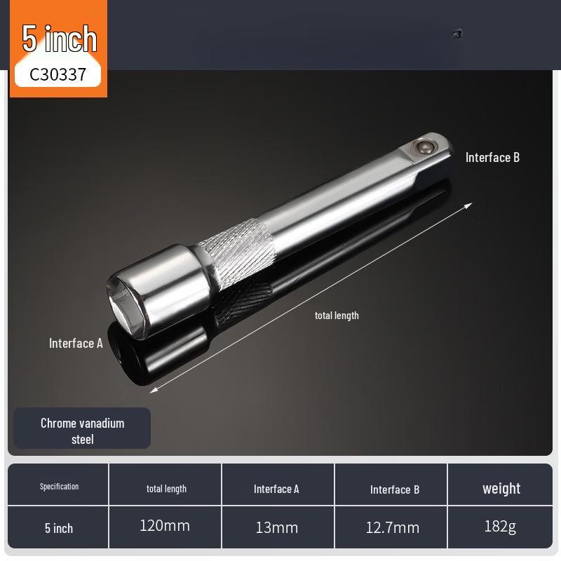 Heavy-Duty 1/2-inch Drive 5-inch Socket Extension Bar