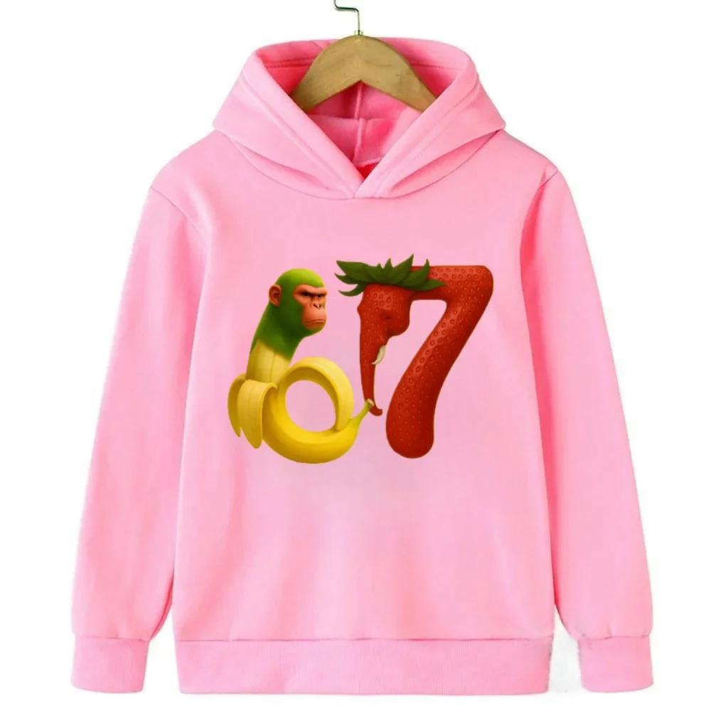 Spring Autumn 67 Six Seven Crazy Children's Hoodie Kids Casual Fashion Fun Boys Hooded Sweatshirt Pullover Girl Clothing Top