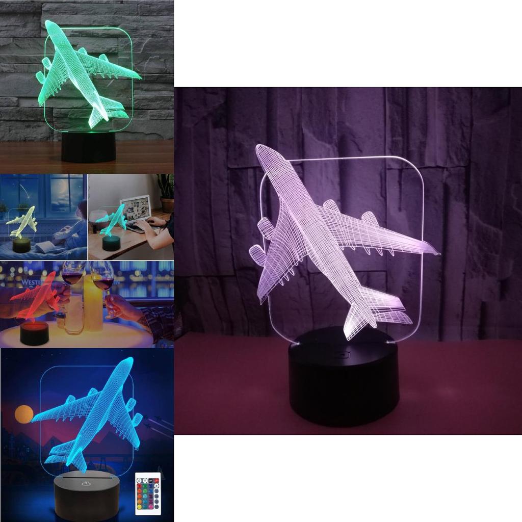 Airplane Usb Night Lamp With Remote Control And Multicolor Lighting For Kids Room