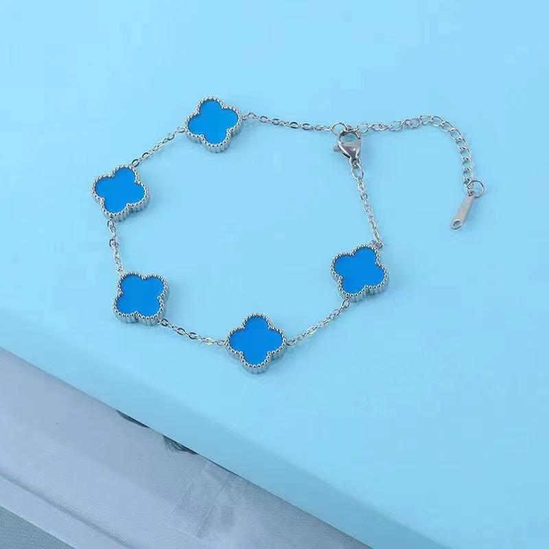 

Браслет Четырехлистный Клевер Двусторонний Титановая Сталь Не Теряет Цвет Пять Цветов Модный Простой и Универсальный Изящный Браслет 13mm