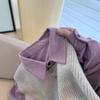 2025 Women's High-End Purple Corduroy Shirt & Knitted Vest Set