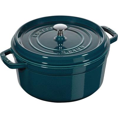 Cocotte - STAUB - Round Cast Iron Cocotte Blue La Mer - 28 Cm - 6.7 L - Majolica Enamel