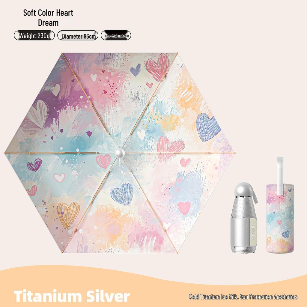 32-Rib Women’s Folding Umbrella: Dual-use for Sun & Rain, UV Protected, Colored Coating, Enlarged, Reinforced & Thickened.