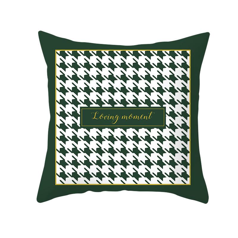 New Green Geometric Pillowcase Houndstooth Lattice Antler Plaid Sleeping Pillow Cover