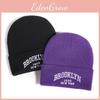 Korean Style Embroidered Knit Cap With Warm Acrylic Material For Outdoor Casual Wear