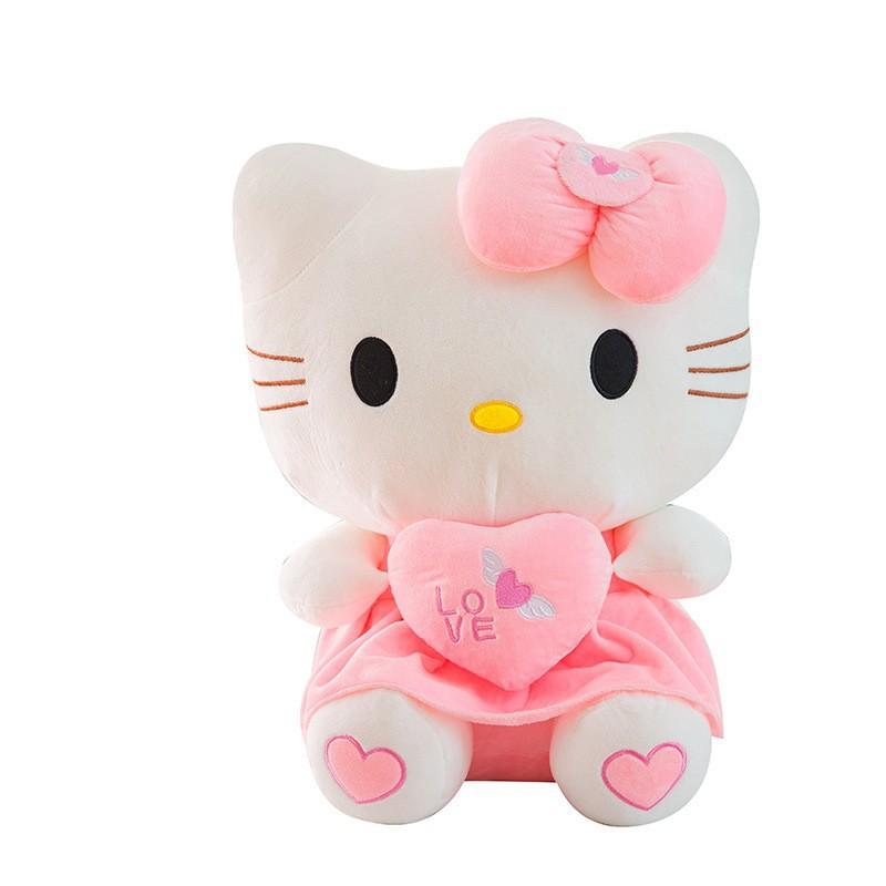 Anime Hello Kitty Plush Doll Stuffed Animal Toy Cartoon Pink Heart Kitten Throw Pillow Children Birthday Christmas Gifts