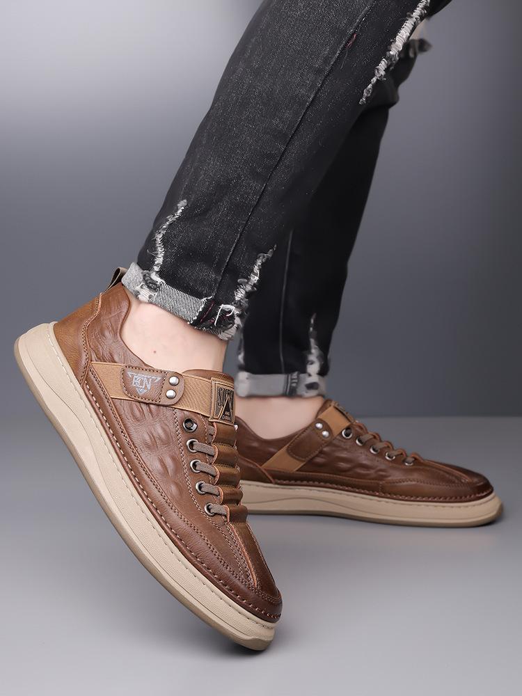 Spring and Autumn New Men's Handmade Online Casual Leather Shoes Men's Versatile Fashion Board Shoes Little White Shoes One Pedal Student Shoes