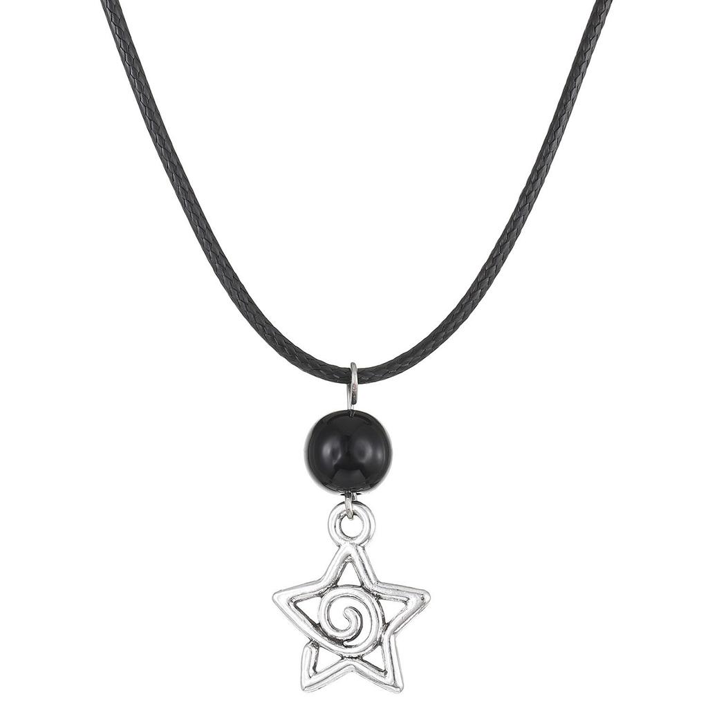 Personality Hip-hop Geometric Silver Color Vortex Five-pointed Star Pendant Necklace for Women Retro Collar Chain Jewelry Gifts