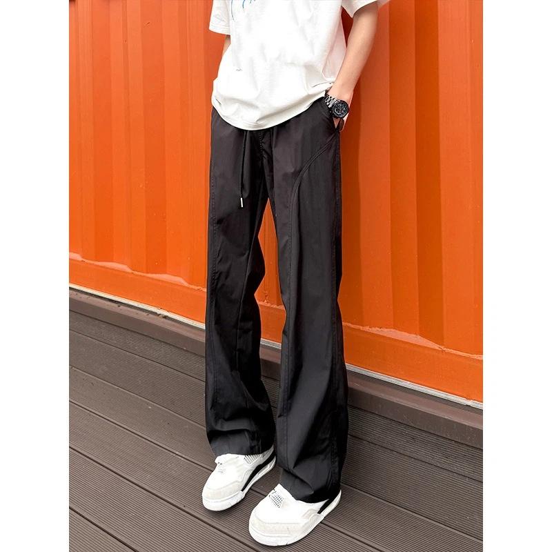Men S Fashion Loose Straight Casual Pants Slim Fit Trousers S чёрный