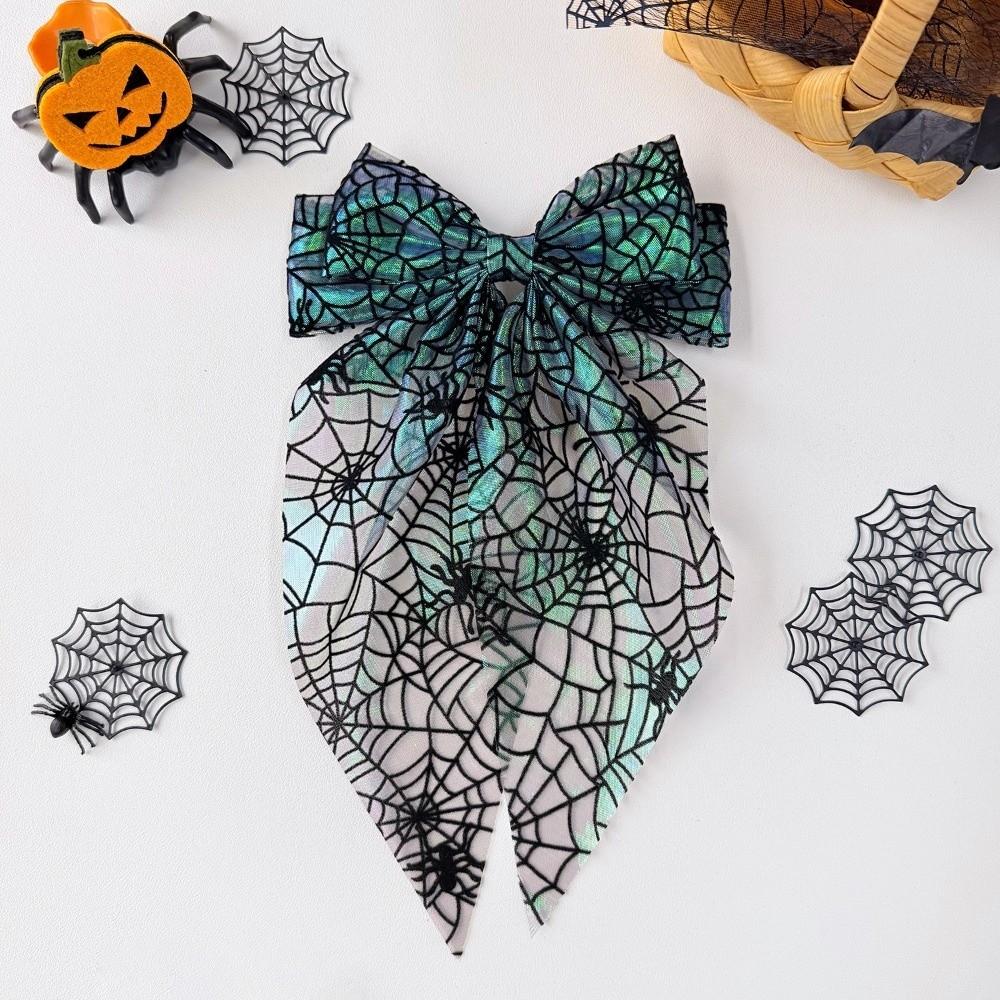 Spring Clip Spider Web Hair Bow Bat Halloween Scrunchie Fashion Pumpkin Hair Clip Cosplay