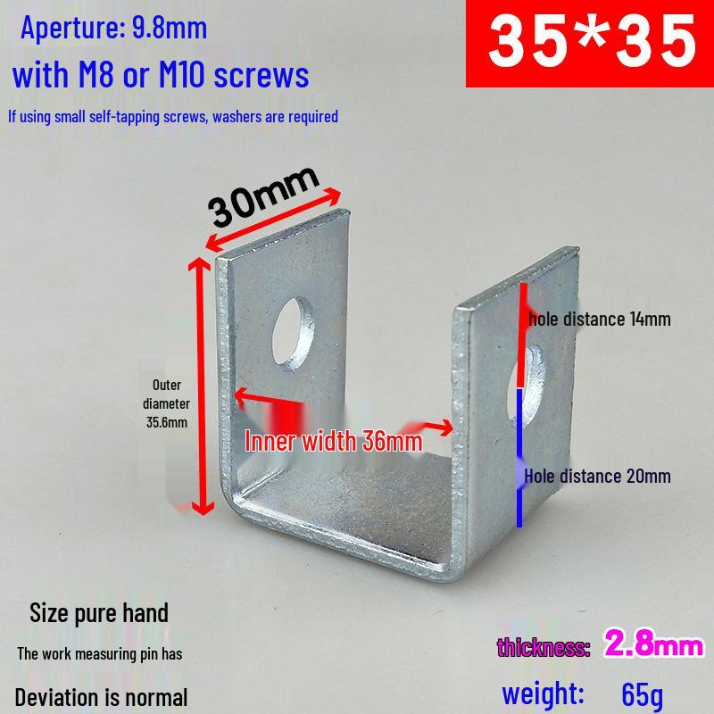 Square Tube Clamp U-Angle Clip with Hole Connector for Mounting
