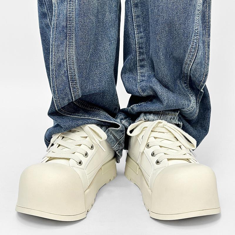 Thick soled couple derby shoes Fashion designer's New style Outdoor leisure walking Daily quality youth Black and white shoes