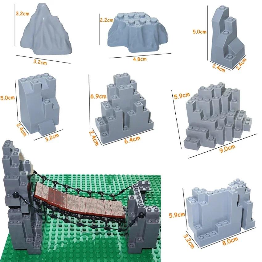 Non-Toxic Mountain House Garden Rockery Accessories Building Blocks Rock Moc City Street Panel Diy Parts Hill Stone Bricks 6083 6082 30246