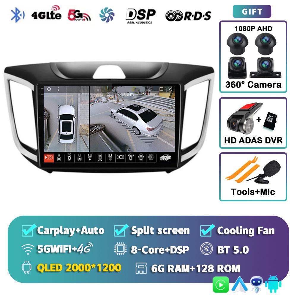 Android 14 Carplay Car Radio For Hyundai Creta ix25 2015-2019 Navigation GPS Multimidia Video Player 2din Head Unit Stereo