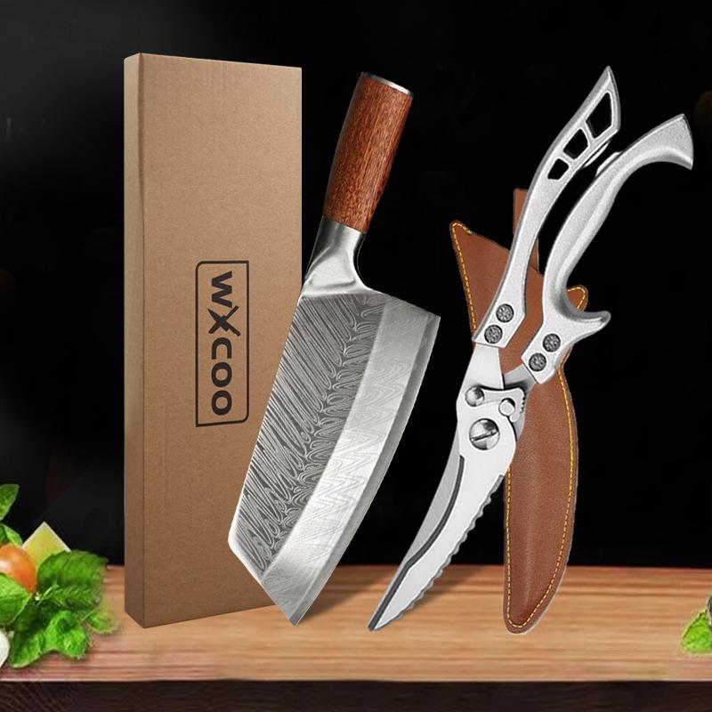 Japanese Chef Scissor Knife Set Professional Kitchen Knives Fruit Peeler and Chicken Bone Scissor Stainless Steel Butcher Knife