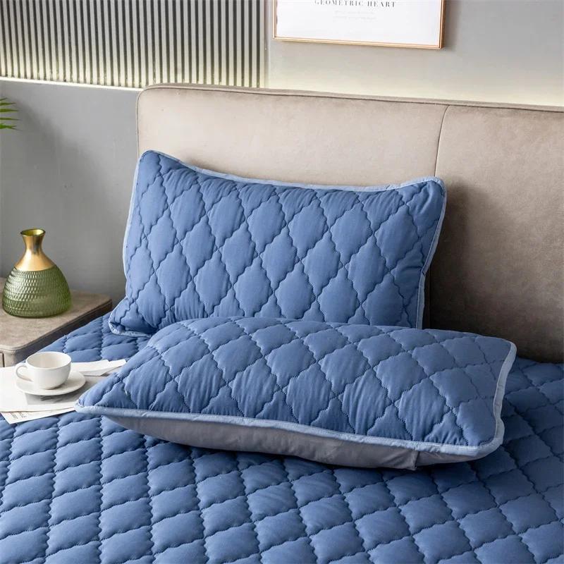 2pcs Waterproof Throw Pillowcases Envelope Soft Breathable Pillow Covers for Bed Protector 48x74cm, Grey/Blue/Pink/Navy/White