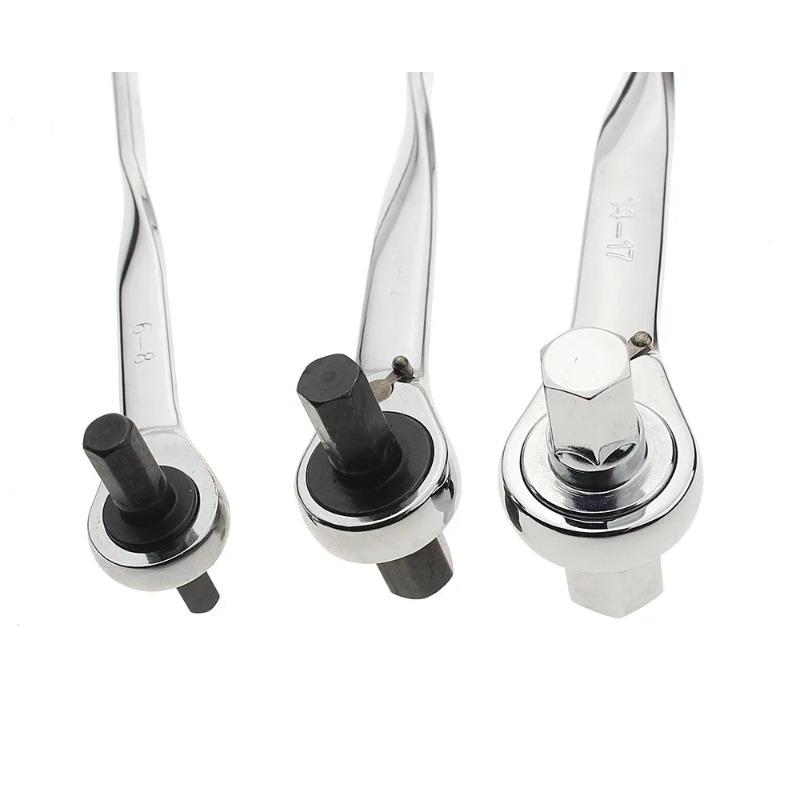 1PCS High Quality CR-V Ratcheting Allen Wrench Ratchet Wrenches Key Hex Multi-Tools Double End Spanner Metric 4-17mm