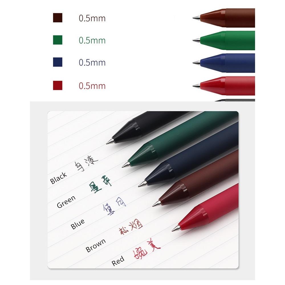 5pcs Vintage Color Pen Ballpoint Pure Plastic Gel Ink Roller Ball Pens for Writing Candy Gift A6696