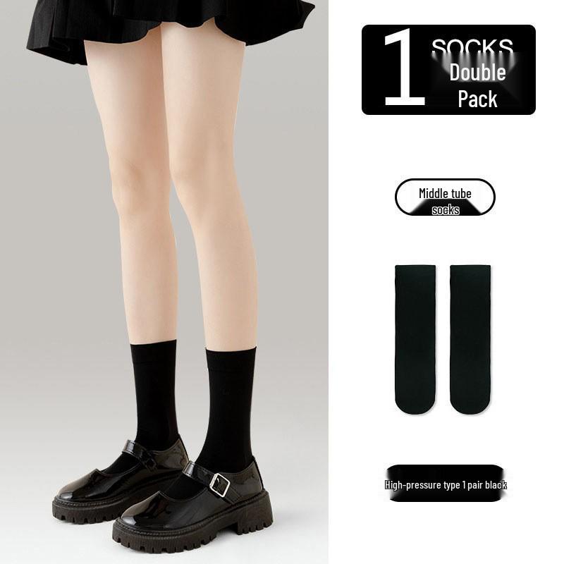 Damen Over-the-Knee Schwarze Strümpfe mit Trägern - Weiße Einteiler Strumpfhose