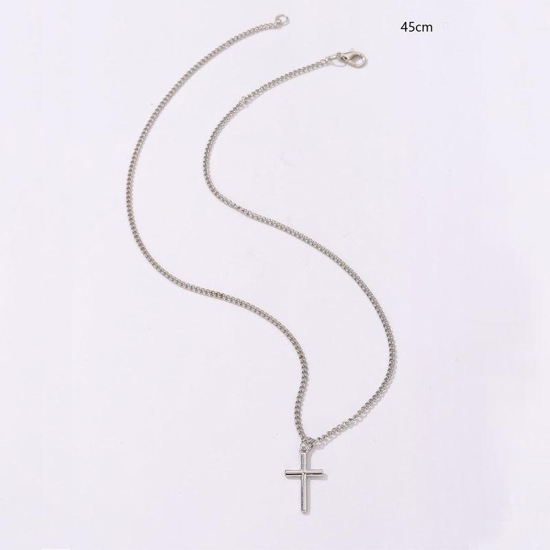 

Унисекс Простая Модная Подвеска Крест Ожерелье - Чокер Цепочка на Ключицу Ювелирные Изделия серебряный