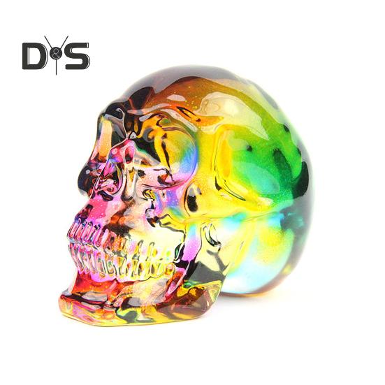 Klar Färgglad skallefigur i naturlig storlek Skallestaty Skulptur Hemmakontor Skrivbord Bokhylla Dekoration Prydnad Halloween Festival Present