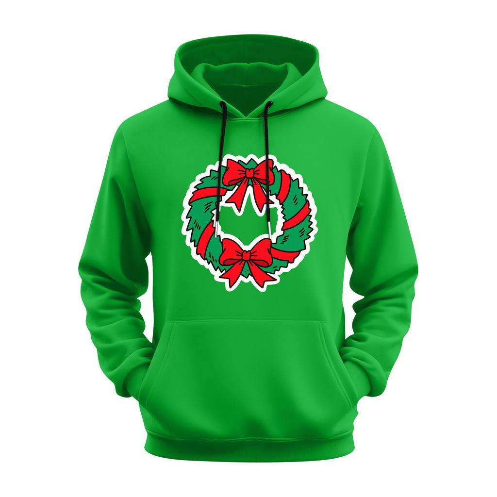 Men's Casual Sports Hooded Pocket Christmas Print Long Sleeve Sweatshirt