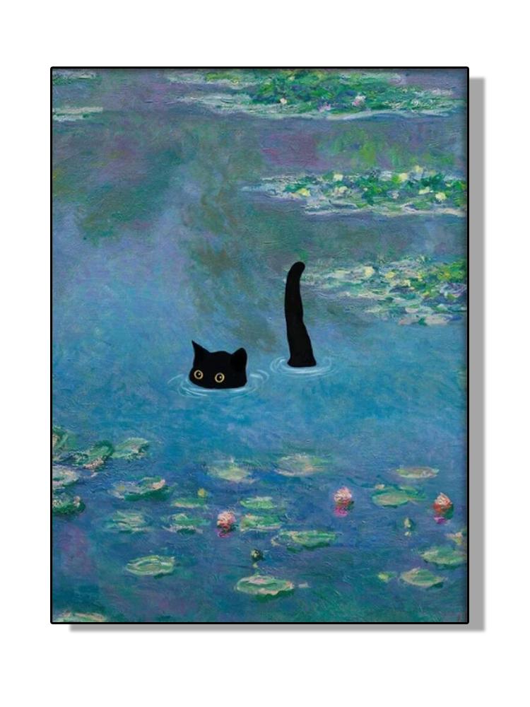 

Знаменитое искусство Густава Климта Поцелуй Ван Гога Моне Кувшинка Черный кот Плакаты Картина на холсте Смешные животные Настенный художественный декор для комнаты 21x30cm No Frame