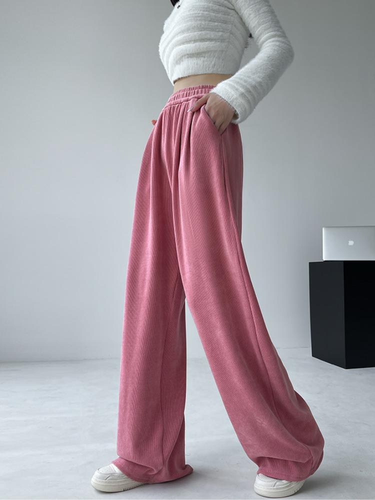 Kalhoty se širokými nohavicemi Dámské Podzim Zima Zesílené Volné Ležérní Rovné Kalhoty Y2K Dámské s Kapsami Mop Kalhoty Zeštíhlující Postavu