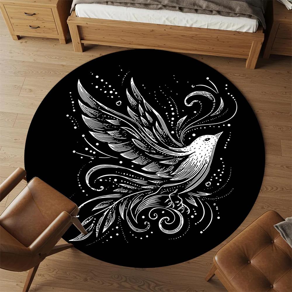1pc bird wings Round Chair mat Area Rug - Non-Slip, Floor Mat for Office, Bedroom, and Indoor Decor -1002038
