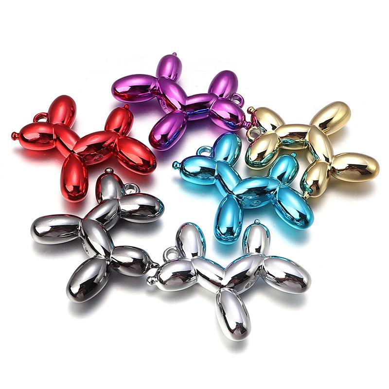 5Pcs Acrylic Pendant Plated Colored Cute Bubble Dog Pendant For DIY Men Women Earrings Necklace Jewelry Accessories Wholesale